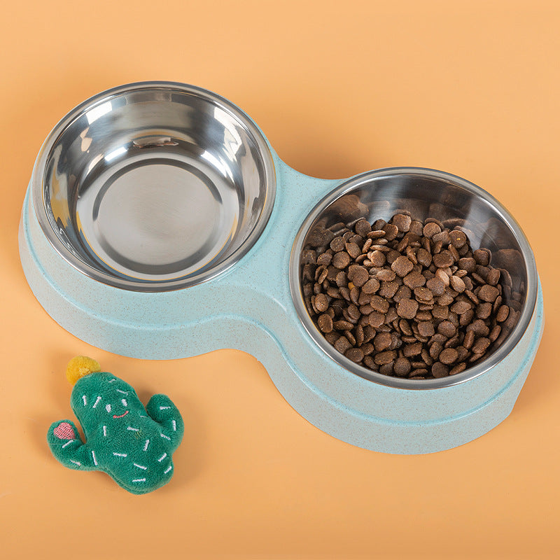 Double Pet Bowl | Stainless Steel Food & Water Feeder for Dogs & Cats